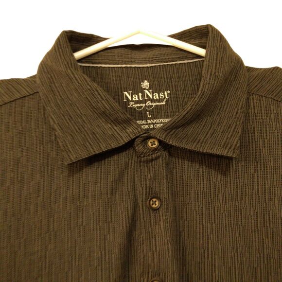 Nat Nast polo shirt mens L Large Gray short sleeve luxury originals - Picture 2 of 7